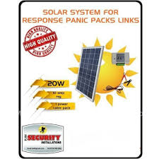 SOLAR SYSTEM FOR RESPONSE PANIC PACK LINKS (20w solar, 1 x 7ah battery, 10 amp Reg, 1 power cable pack)